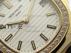 Nautilus 5711/1R Crystal Bezel PPF V4 1:1 Best Edition White Textured Dial on RG Bracelet 324CS (Free box)