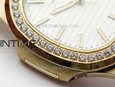Nautilus 5711/1R Crystal Bezel PPF V4 1:1 Best Edition White Textured Dial on RG Bracelet 324CS (Free box)