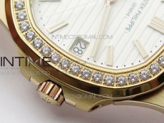 Nautilus 5711/1R Crystal Bezel PPF V4 1:1 Best Edition White Textured Dial on RG Bracelet 324CS (Free box)