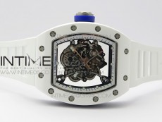 RM055 White Ceramic KVF Best Edition Skeleton Dial Blue Crown on White Rubber Strap MIYOTA8215 V3