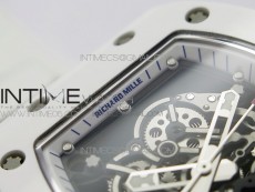 RM055 White Ceramic KVF Best Edition Skeleton Dial Blue Crown on White Rubber Strap MIYOTA8215 V3