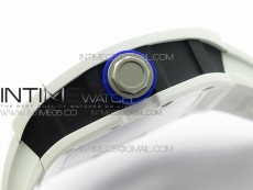 RM055 White Ceramic KVF Best Edition Skeleton Dial Blue Crown on White Rubber Strap MIYOTA8215 V3