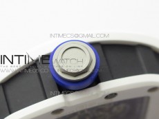 RM055 White Ceramic KVF Best Edition Skeleton Dial Blue Crown on White Rubber Strap MIYOTA8215 V3
