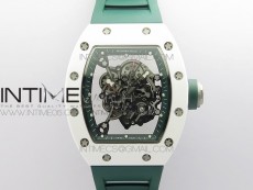 RM055 White Ceramic KVF Best Edition Skeleton Dial White  on Green Rubber Strap MIYOTA8215 V3
