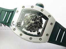RM055 White Ceramic KVF Best Edition Skeleton Dial White  on Green Rubber Strap MIYOTA8215 V3