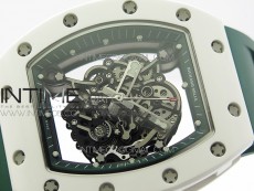 RM055 White Ceramic KVF Best Edition Skeleton Dial White  on Green Rubber Strap MIYOTA8215 V3