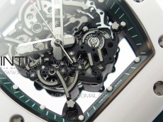 RM055 White Ceramic KVF Best Edition Skeleton Dial White  on Green Rubber Strap MIYOTA8215 V3