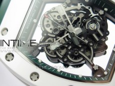RM055 White Ceramic KVF Best Edition Skeleton Dial White  on Green Rubber Strap MIYOTA8215 V3