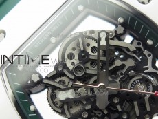 RM055 White Ceramic KVF Best Edition Skeleton Dial White  on Green Rubber Strap MIYOTA8215 V3