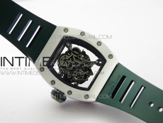 RM055 White Ceramic KVF Best Edition Skeleton Dial White  on Green Rubber Strap MIYOTA8215 V3