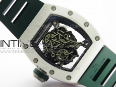RM055 White Ceramic KVF Best Edition Skeleton Dial White  on Green Rubber Strap MIYOTA8215 V3