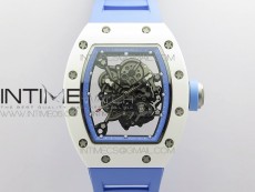 RM055 White Ceramic KVF Best Edition Skeleton Dial on Blue Rubber Strap MIYOTA8215 V3