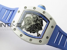 RM055 White Ceramic KVF Best Edition Skeleton Dial on Blue Rubber Strap MIYOTA8215 V3