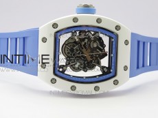 RM055 White Ceramic KVF Best Edition Skeleton Dial on Blue Rubber Strap MIYOTA8215 V3