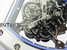 RM055 White Ceramic KVF Best Edition Skeleton Dial on Blue Rubber Strap MIYOTA8215 V3