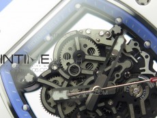 RM055 White Ceramic KVF Best Edition Skeleton Dial on Blue Rubber Strap MIYOTA8215 V3
