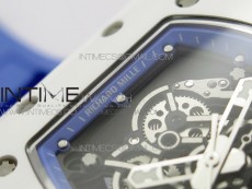 RM055 White Ceramic KVF Best Edition Skeleton Dial on Blue Rubber Strap MIYOTA8215 V3
