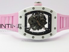 RM055 White Ceramic KVF Best Edition Skeleton Dial on Pink Rubber Strap MIYOTA8215 V3