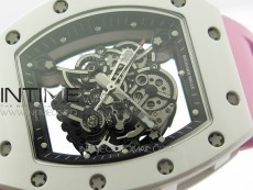 RM055 White Ceramic KVF Best Edition Skeleton Dial on Pink Rubber Strap MIYOTA8215 V3