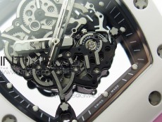 RM055 White Ceramic KVF Best Edition Skeleton Dial on Pink Rubber Strap MIYOTA8215 V3
