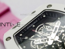 RM055 White Ceramic KVF Best Edition Skeleton Dial on Pink Rubber Strap MIYOTA8215 V3