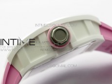 RM055 White Ceramic KVF Best Edition Skeleton Dial on Pink Rubber Strap MIYOTA8215 V3