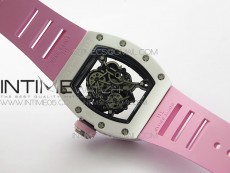 RM055 White Ceramic KVF Best Edition Skeleton Dial on Pink Rubber Strap MIYOTA8215 V3