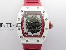RM055 White Ceramic KVF Best Edition Skeleton Dial on Red Rubber Strap MIYOTA8215 V3