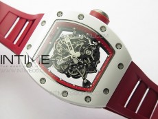 RM055 White Ceramic KVF Best Edition Skeleton Dial on Red Rubber Strap MIYOTA8215 V3
