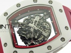 RM055 White Ceramic KVF Best Edition Skeleton Dial on Red Rubber Strap MIYOTA8215 V3