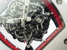 RM055 White Ceramic KVF Best Edition Skeleton Dial on Red Rubber Strap MIYOTA8215 V3