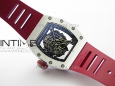 RM055 White Ceramic KVF Best Edition Skeleton Dial on Red Rubber Strap MIYOTA8215 V3