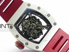 RM055 White Ceramic KVF Best Edition Skeleton Dial on Red Rubber Strap MIYOTA8215 V3