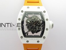 RM055 White Ceramic KVF Best Edition Skeleton Dial on Orange Rubber Strap MIYOTA8215 V3