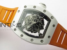 RM055 White Ceramic KVF Best Edition Skeleton Dial on Orange Rubber Strap MIYOTA8215 V3