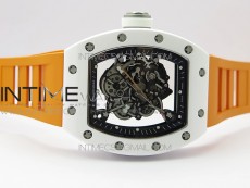 RM055 White Ceramic KVF Best Edition Skeleton Dial on Orange Rubber Strap MIYOTA8215 V3
