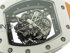 RM055 White Ceramic KVF Best Edition Skeleton Dial on Orange Rubber Strap MIYOTA8215 V3