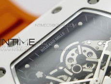 RM055 White Ceramic KVF Best Edition Skeleton Dial on Orange Rubber Strap MIYOTA8215 V3
