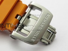 RM055 White Ceramic KVF Best Edition Skeleton Dial on Orange Rubber Strap MIYOTA8215 V3