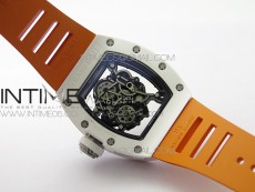RM055 White Ceramic KVF Best Edition Skeleton Dial on Orange Rubber Strap MIYOTA8215 V3