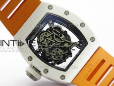 RM055 White Ceramic KVF Best Edition Skeleton Dial on Orange Rubber Strap MIYOTA8215 V3