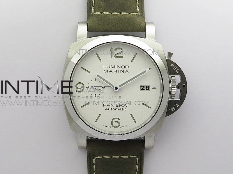 PAM1314 VSF 1:1 Best Edition White Dial on Olive Green Leather Strap P.9000 Super Clone