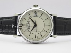 Calatrava 5153G-010 SS ZF 1:1 Best Edition White textured dial on Black Leather Strap A324CS