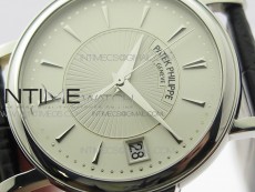 Calatrava 5153G-010 SS ZF 1:1 Best Edition White textured dial on Black Leather Strap A324CS