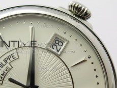 Calatrava 5153G-010 SS ZF 1:1 Best Edition White textured dial on Black Leather Strap A324CS