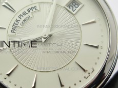Calatrava 5153G-010 SS ZF 1:1 Best Edition White textured dial on Black Leather Strap A324CS