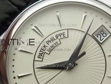Calatrava 5153G-010 SS ZF 1:1 Best Edition White textured dial on Black Leather Strap A324CS