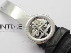 Calatrava 5153G-010 SS ZF 1:1 Best Edition White textured dial on Black Leather Strap A324CS