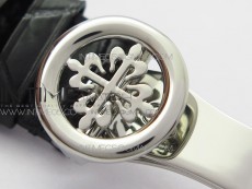 Calatrava 5153G-010 SS ZF 1:1 Best Edition White textured dial on Black Leather Strap A324CS