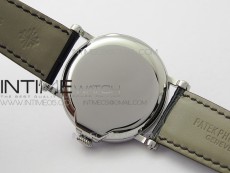 Calatrava 5153G-010 SS ZF 1:1 Best Edition White textured dial on Black Leather Strap A324CS